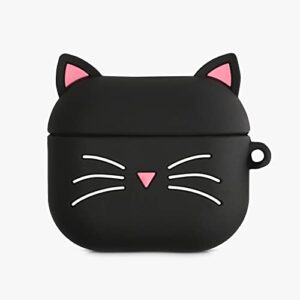 kwmobile Silicone Case Compatible with Apple AirPods 3 - Case Soft Cover - Cat Black/White