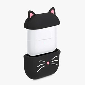 kwmobile Silicone Case Compatible with Apple AirPods 3 - Case Soft Cover - Cat Black/White