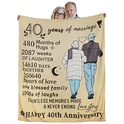 40th Blanket, 40th for Couples Parents, 40th Wedding for Husband Wife, for Parents 40 Years, 40th Anniversary Decorations, 60"x50"