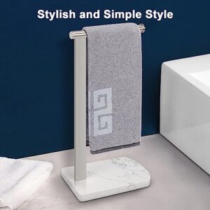 NearMoon Hand Towel Holder with Balanced Marble Base, 304 Stainless Steel Stand Towel Ring L Shape Hand Towel Rack Free-Standing Towel Bar for Bathroom Kitchen Countertop (Single Rod, Brushed Nickel)