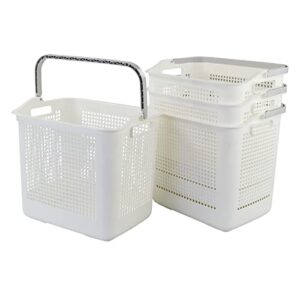 bringer 35 l plastic laundry baskets with handle, 4-pack dirty laundry hamper, white