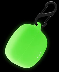 geiomoo silicone case compatible with jbl tune 215tws, protective cover with carabiner (luminous green)