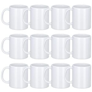 sublimation mugs, yephets 12pcs coffee mugs blank white ceramic coffee mug set sublimation cups 11 oz christmas coffee mug for hot chocolate latte tea milk diy products