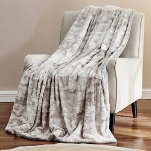 Aisbo Soft Faux Fur Blanket Throw Grey - Luxury Fuzzy Fluffy Warm Throw Blankets for Couch, Sofa, Thick Shaggy Small Blanket Tie Dye, 50x60 Inch