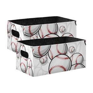 kcldeci baseball softball ball graphics storage bins baskets for organizing 2pack, sturdy storage basket foldable storage baskets for shelves closet nursery toy