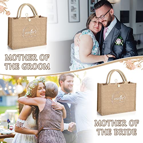 Coume 2 Pieces Bridal Shower Gift Bags Jute Burlap Tote Bags with handles Canvas Tote Bag for Mother of the Bride and the