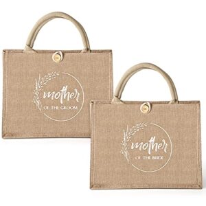 coume 2 pieces bridal shower gift bags jute burlap tote bags with handles canvas tote bag for mother of the bride and the
