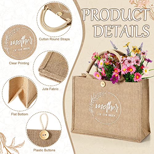 Coume 2 Pieces Bridal Shower Gift Bags Jute Burlap Tote Bags with handles Canvas Tote Bag for Mother of the Bride and the