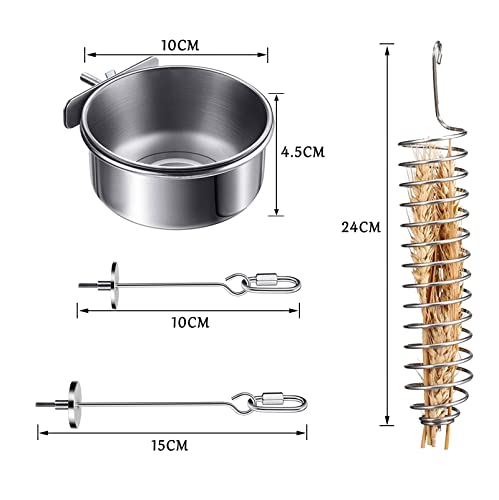 4 Pcs Stainless Steel Parrot Treat Holder, Food Skewer, Bird Fruit and Vegetable Kebab, Meat Stick, Parrot Cage Feeder, Hanging Basket