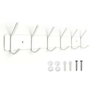 ajltpa coat rack wall mount, hat rack for wall, coat hooks wall mounted, wall hangers for towels purse backpack clothes bag key jacket and bathrobe (6 hooks, white)