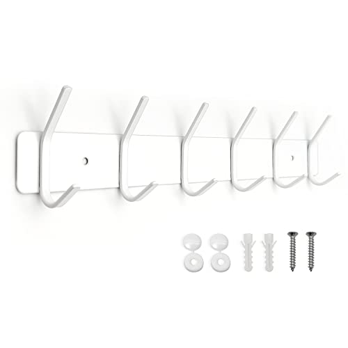 AJLTPA Coat Rack Wall Mount, Hat Rack for Wall, Coat Hooks Wall Mounted, Wall Hangers for Towels Purse Backpack Clothes Bag Key Jacket and Bathrobe (6 Hooks, White)