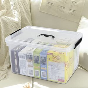 Zopnny 4-Pack 18 L Plastic Storage Box Container, Clear Latch Bin with Handle and Lid
