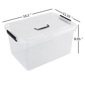 Zopnny 4-Pack 18 L Plastic Storage Box Container, Clear Latch Bin with Handle and Lid