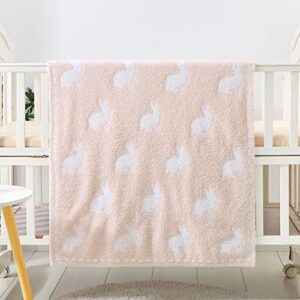 Kid Nation Baby Blankets for Girls Baby Boy Toddler Blanket Soft Baby Quilt Plush Crib Blanket Newborn Stroller Blanket Nursery Infant Light Pink Rabbit,40 x 30 in
