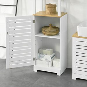 Haotian BZR43-W, White Floor Standing Tall Bathroom Storage Cabinet with Shelves and Door, Linen Tower Bath Cabinet, Cabinet with Shelf