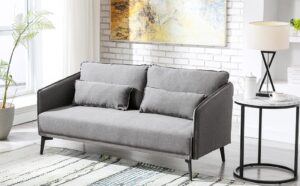 cosvalve grey loveseat 59 inch upholstered couch, small spaces modern 2-seat sofa fabric loveseat grey furniture for living room bedroom office small apartment,metal leg loading 880lb