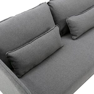 COSVALVE Grey Loveseat 59 inch Upholstered Couch, Small Spaces Modern 2-seat Sofa Fabric LoveSeat Grey Furniture for Living Room Bedroom Office Small Apartment,Metal Leg Loading 880LB