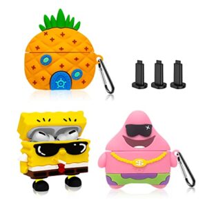 [3 pack] funny airpods pro case, 3d cartoon character silicone case for airpod pro 2nd/1st generation case cool kawaii air pods pro cover for girl boys fun protective case with keychain accessories