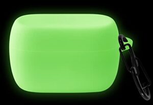 geiomoo silicone case compatible with jabra elite 2, jabra elite 3, protective cover with carabiner (luminous green)