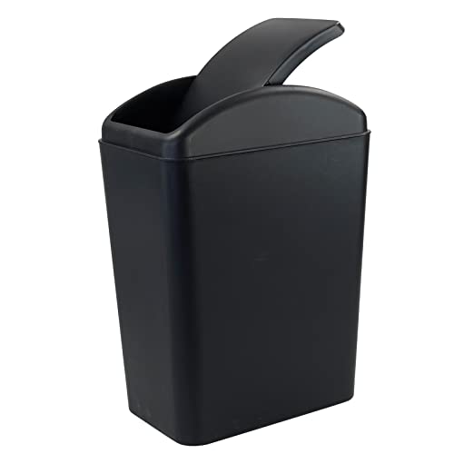 Qskely 4.5 Gallon Plastic Swing-Top Trash Can, Garbage Can with Swing Lid, Balck