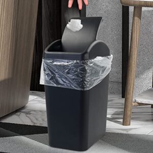 Qskely 4.5 Gallon Plastic Swing-Top Trash Can, Garbage Can with Swing Lid, Balck