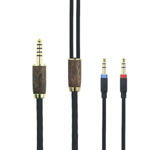 4.4mm balanced cable 6n occ copper silver plated cord walnut wood shell compatible with hifiman ananda, sundara, arya, edition xs, he400se, he4xx, he-400i headphone (2 x 3.5mm version) 2.1m