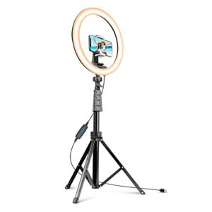 12-inch ring light with 62-inch selfie stick, sensyne tripod and phone holder, selfie remote control circle light for live stream/video recording/tiktok, compatible with all phones and cameras