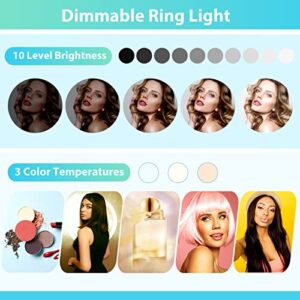 12-inch Ring Light with 62-inch Selfie Stick, Sensyne Tripod and Phone Holder, Selfie Remote Control Circle Light for Live Stream/Video Recording/TikTok, Compatible with All Phones and Cameras