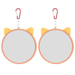 popetpop 2pcs bird mirror parrot hanging swing mirror toys bird interactive playing toy for chicken cockatiel parakeets canaries budgie cage accessories