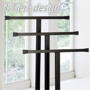 WANLISELL Freestanding Towel Rack 3 Tier Metal Floor Towel Racks Holder Blanket Rack Stand for Bathroom, Kitchen, Pool Towel Drying Racks for Outdoor