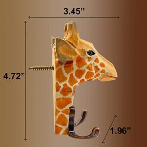 WINGFISH Wood Coat Hooks Wall Mounted Single Decorative Giraffe Wall Hook Wall Hanger for Hanging Keys Towel Jackets Clothes Bag Hat…