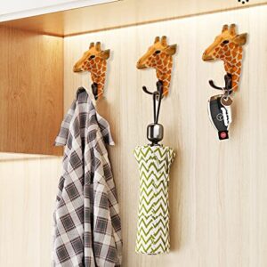 WINGFISH Wood Coat Hooks Wall Mounted Single Decorative Giraffe Wall Hook Wall Hanger for Hanging Keys Towel Jackets Clothes Bag Hat…