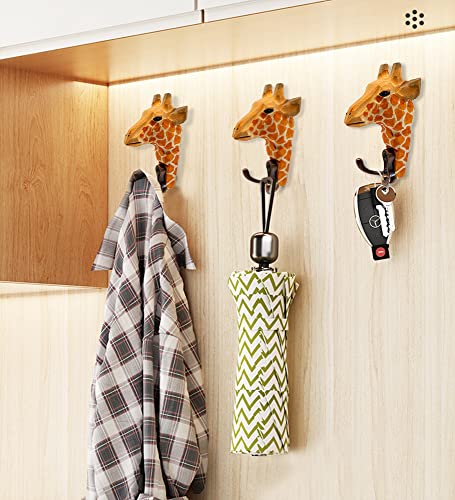 WINGFISH Wood Coat Hooks Wall Mounted Single Decorative Giraffe Wall Hook Wall Hanger for Hanging Keys Towel Jackets Clothes Bag Hat…