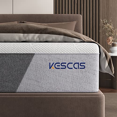 Kescas 12 Inch Bamboo Charcoal Cooling Gel Memory Foam Full Mattress -Medium Firm - with Moisture Wicking Cover and Edge Support for Motion Isolating - Made in North America