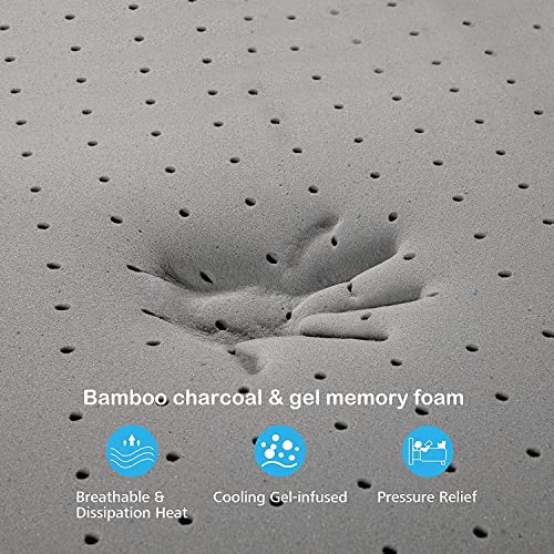 Kescas 12 Inch Bamboo Charcoal Cooling Gel Memory Foam Full Mattress -Medium Firm - with Moisture Wicking Cover and Edge Support for Motion Isolating - Made in North America