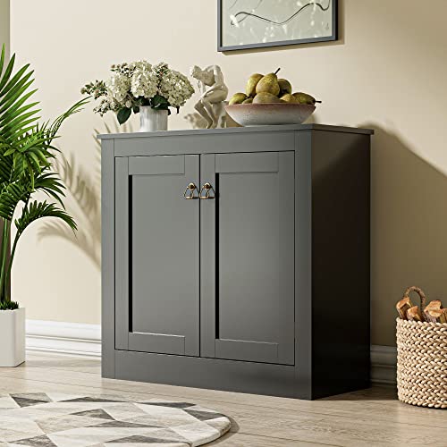 Cozy Castle Black Storage Cabinet, Free Standing Buffet Cabinet with Storage, Accent Cabinet with Doors and Shelves, Sideboard for Kitchen, Entryway or Hallway