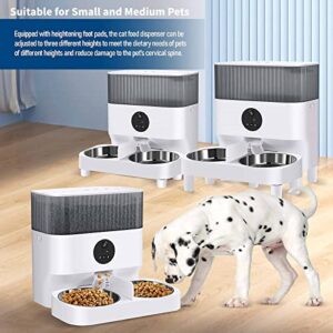 JAMOTOLLY Automatic Cat Feeder,Automatic Dog Feeder with HD Camera,5L Double Stainless Steel Bowls Pet Feeder with APP,Smart Food Dispenser for Cat and Dog,10s Voice Recorder Dual Power Mode 3 Heights