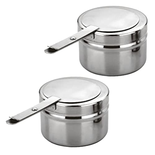 DOITOOL Fuel Holder with Cover Stainless Steel Chafer Wick Fuel Chafer Canned Heat Fuel Box Perfect for Chafer Canned Heat Fuel Buffets and Catering Events (Silver- 2- Pack)