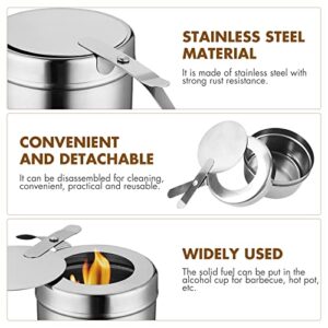 DOITOOL Fuel Holder with Cover Stainless Steel Chafer Wick Fuel Chafer Canned Heat Fuel Box Perfect for Chafer Canned Heat Fuel Buffets and Catering Events (Silver- 2- Pack)