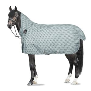 horze avalanche 1200d ripstop high neck heavy weight waterproof horse turnout blanket (300g fill) - silver blue - 78 in