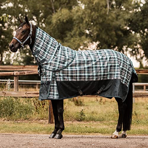 HORZE Nevada 1200D Lightweight Waterproof Horse Turnout Sheet with Fleece Lining (No Fill) - Urban Chic - 81 in