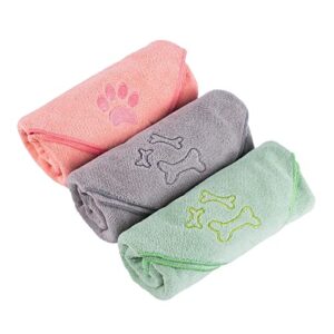 microfiber dog towel, 3 pack large pet bath towels 40″ x 20″, quick fast drying super absorbent lightweight cat and puppy shower essentials