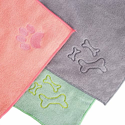 Microfiber Dog Towel, 3 Pack Large Pet Bath Towels 40″ x 20″, Quick Fast Drying Super Absorbent Lightweight Cat and Puppy Shower Essentials