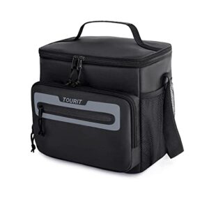 tourit lunch bag for men insulated lunch box for men leakproof reusable lunch cooler bag for work, office, outdoor, picnic, black