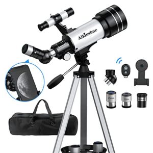 telescope for adults & kids, 70mm aperture 400mm refractor telescope (24x-180x) for astronomy beginners, portable telescope with adjustable tripod phone adapter & wireless remote, gifts for kids