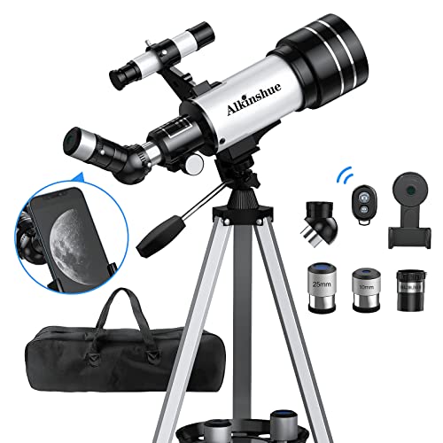 Telescope for Adults & Kids, 70mm Aperture 400mm Refractor Telescope (24X-180X) for Astronomy Beginners, Portable Telescope with Adjustable Tripod Phone Adapter & Wireless Remote, Gifts for Kids