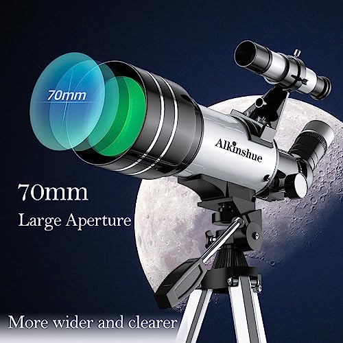 Telescope for Adults & Kids, 70mm Aperture 400mm Refractor Telescope (24X-180X) for Astronomy Beginners, Portable Telescope with Adjustable Tripod Phone Adapter & Wireless Remote, Gifts for Kids