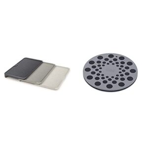 joseph joseph 85178 tier expandable draining mat, gray, uk 2 & spot-on set of 2 silicone trivets, one size, gray