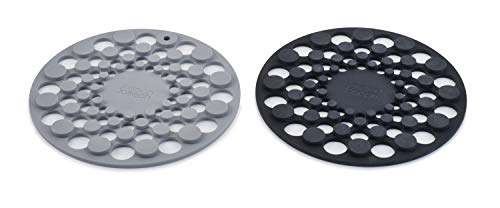 Joseph Joseph 85178 Tier Expandable Draining Mat, Gray, UK 2 & Spot-On Set of 2 Silicone Trivets, One Size, Gray