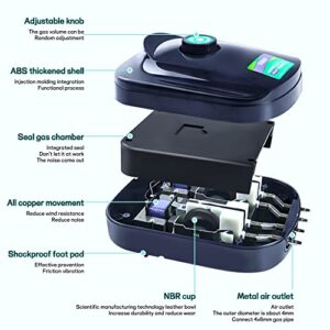 SUNWEN Aquarium Air Pump with Dual Outlet (4.5L/min, 12W), Ultra Quiet Aquarium Oxygen Fish Tank Oxygen Pump with Air Stone, Tube Check Valves and Airline Tubing for Aquarium, Fish Tank